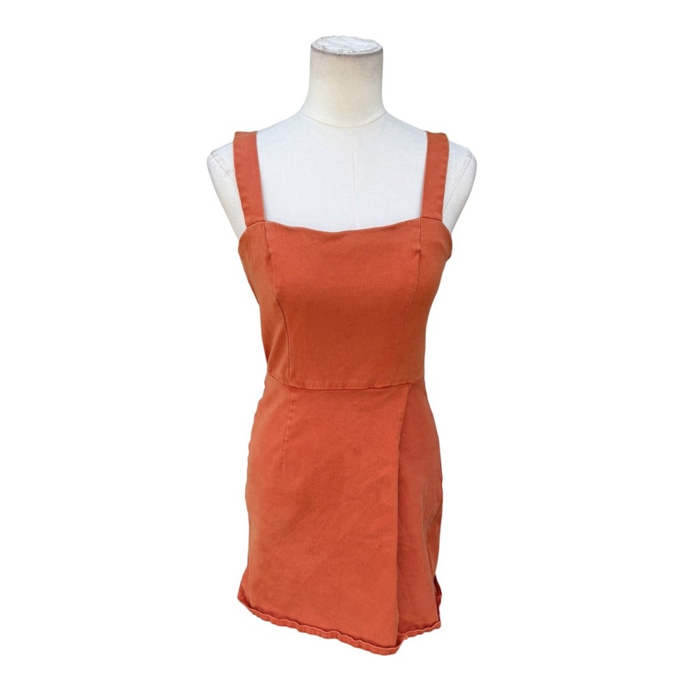 Copper Key Womens Rust Orange Overall Mini Dress Skort Romper Small